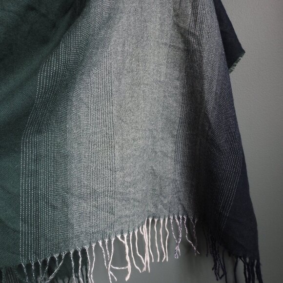 Blue and Green Dyed Gradient Linen 100% Polyester Scarf - Picture 5 of 14
